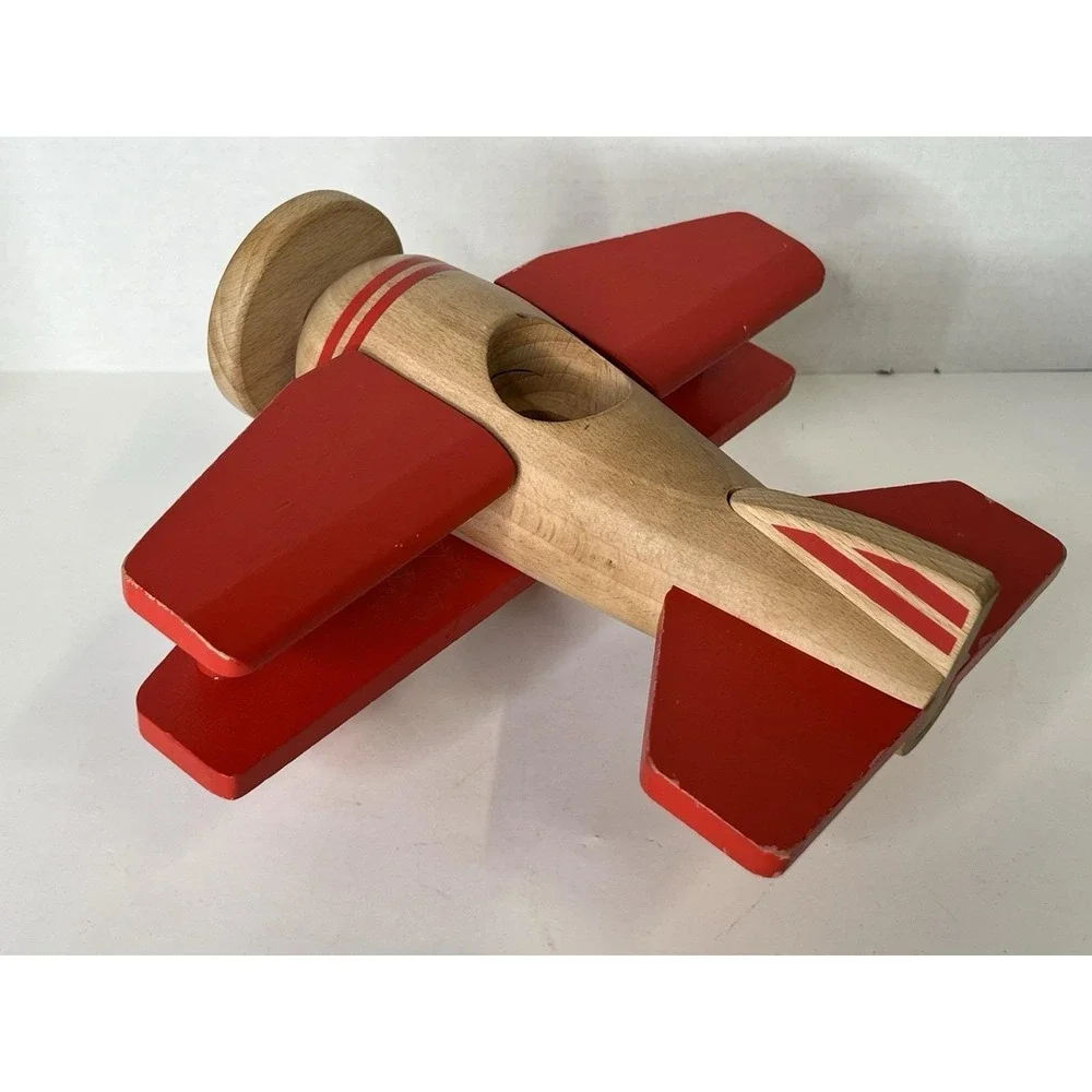 Hearth and Hand with Magnolia Wood Toy Propeller Airplane Red and Tan